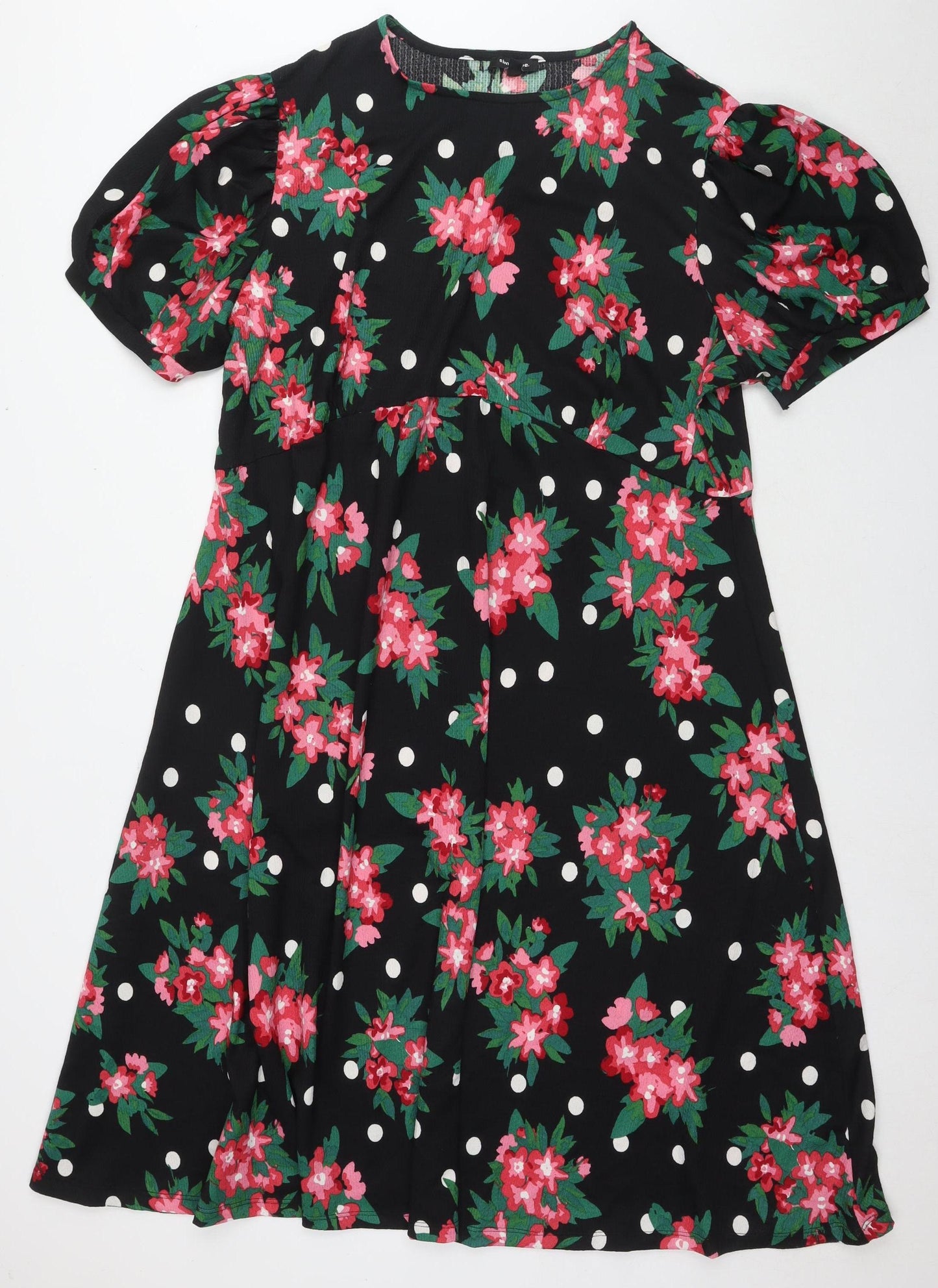 Simply Be Women's Black Floral Plus Size Dress