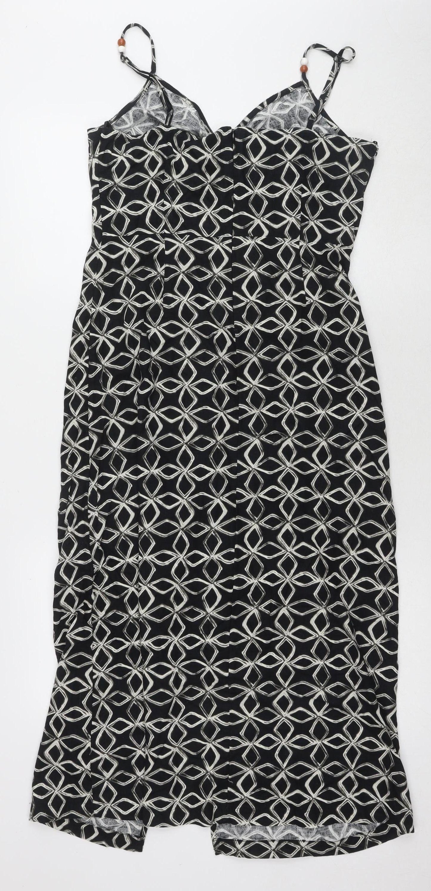 Marks and Spencer Women's Black Geometric Slip Dress, Size 10