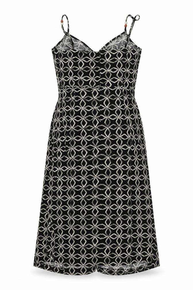Marks and Spencer Women's Black Geometric Slip Dress, Size 10