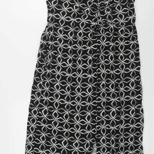 Marks and Spencer Women's Black Geometric Slip Dress, Size 10