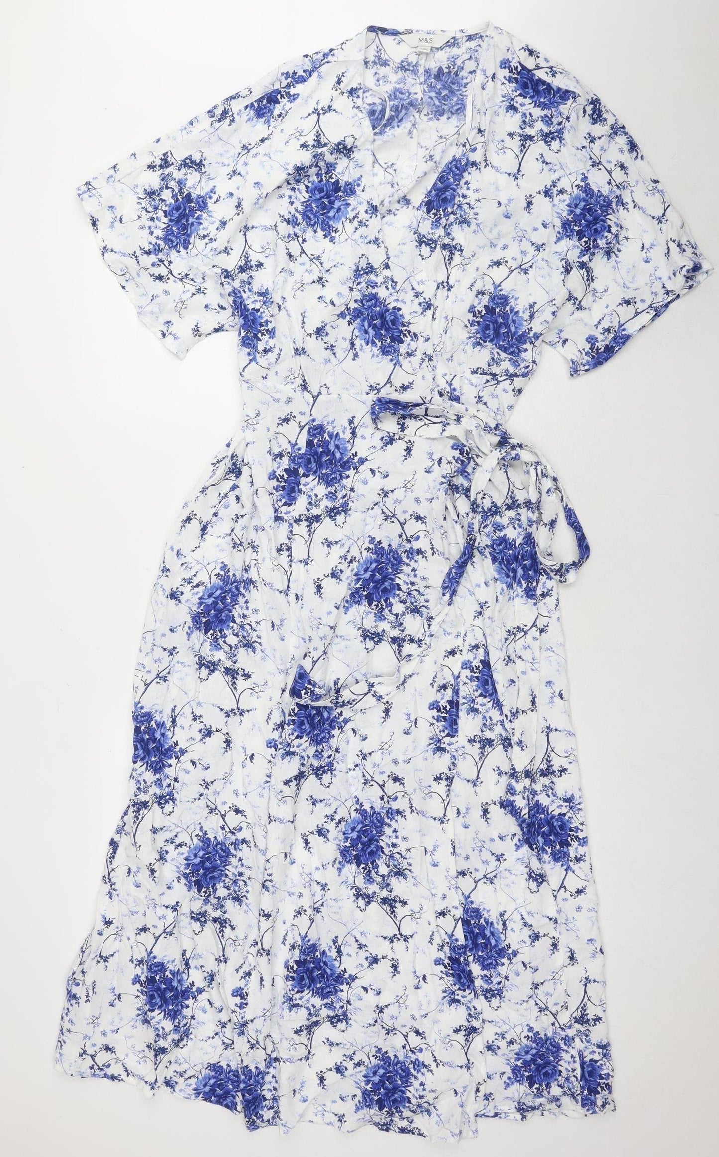 Marks and Spencer Women’s Blue Floral Dress, Size 12