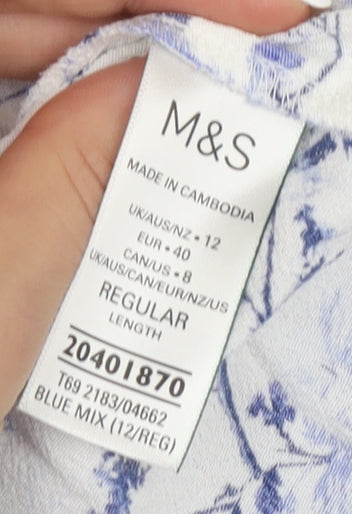 Marks and Spencer Women’s Blue Floral Dress, Size 12