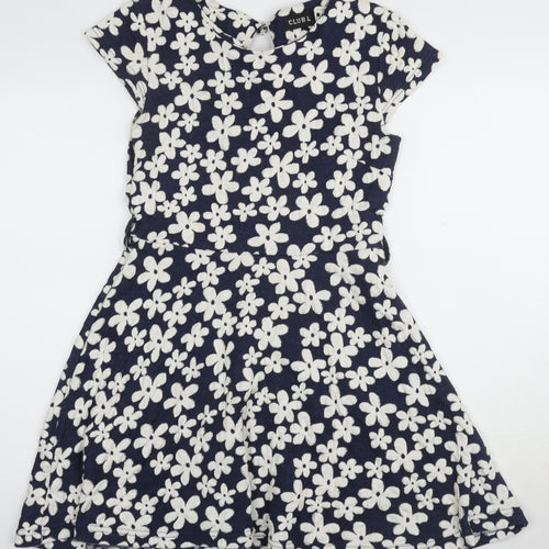 Club L Women's Blue Floral Skater Dress Size 10