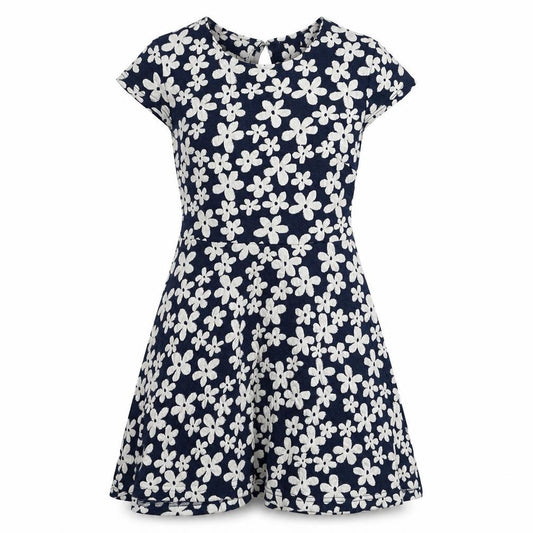 Front view of Club L Women's Blue Floral Skater Dress, size 10