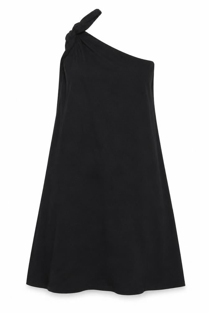 Front view of Marks & Spencer Women's Black Asymmetric Dress