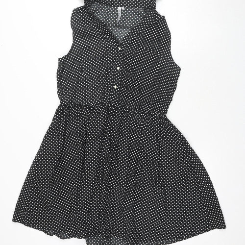 Belle by Oasis Women's Black Polka Dot Dress S