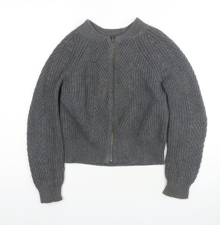 Gap Women's Grey Full Zip Jumper, Size 5-6, Mock Neck