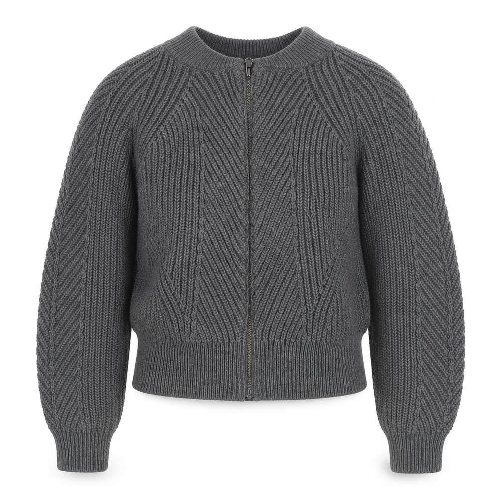 Front view of Gap Women's Grey Full Zip Jumper, size 5-6, Mock Neck