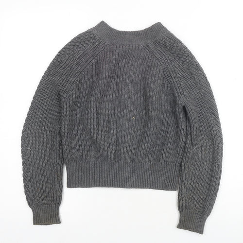 Gap Women's Grey Full Zip Jumper, Size 5-6, Mock Neck
