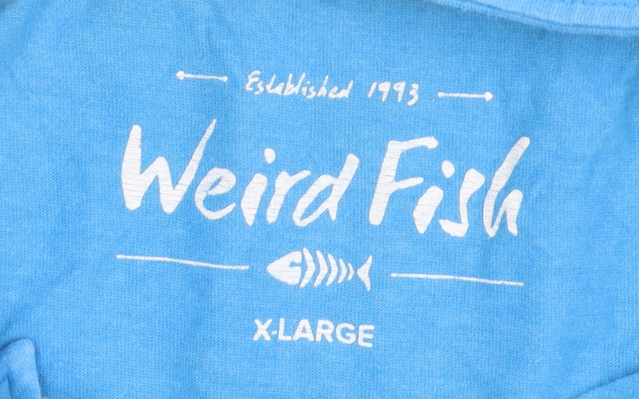 Weird Fish Men's Blue XL Polo Shirt with Button Collar