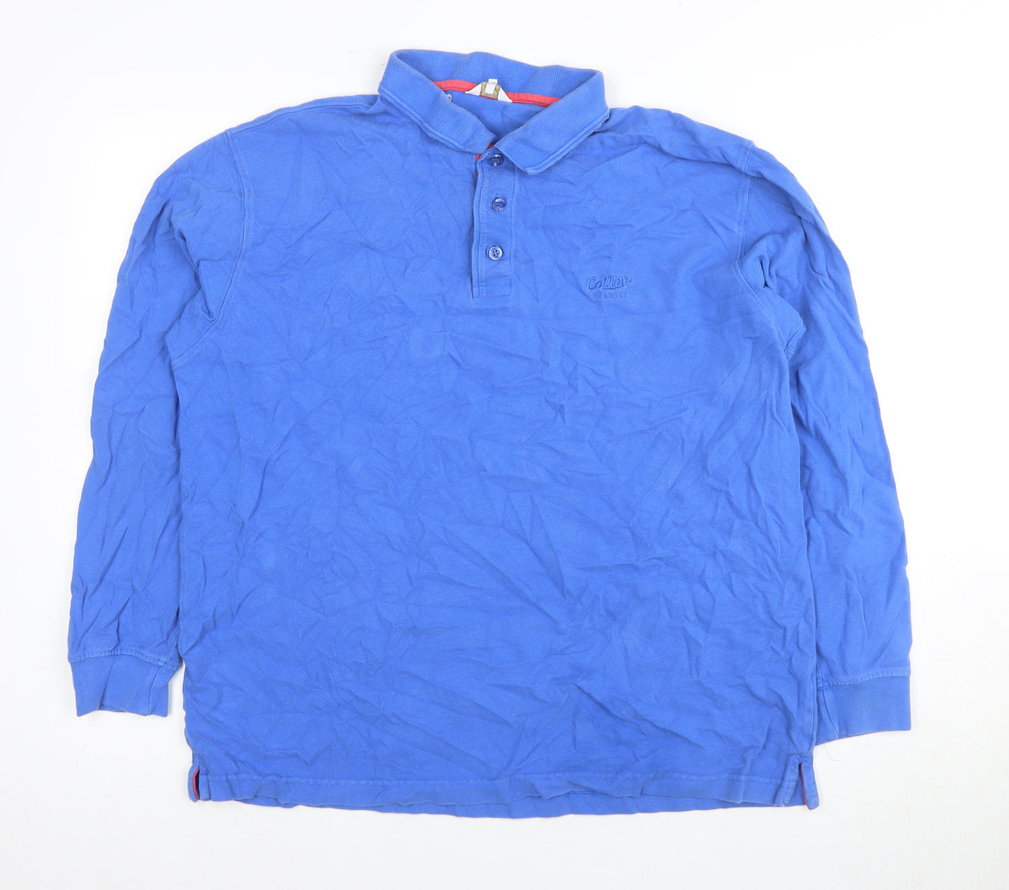Cotton Traders Men's Blue Long Sleeve Polo Shirt Size L