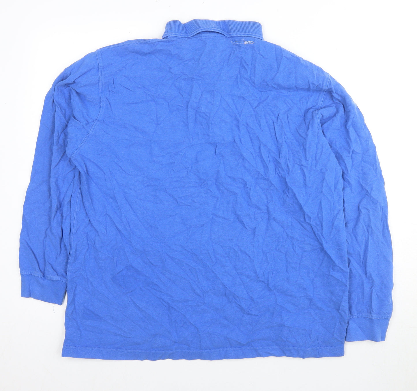 Cotton Traders Men's Blue Long Sleeve Polo Shirt Size L