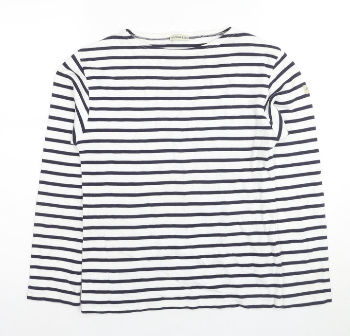 Armani Kids Girls Striped Long Sleeve T-Shirt, White, 11 Years