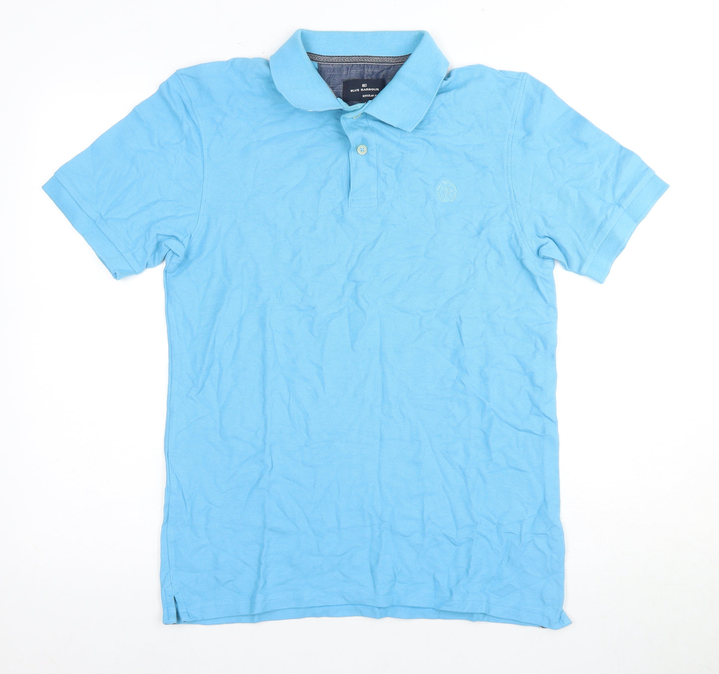 Marks and Spencer Men's Blue Polo Shirt, Size S, Short Sleeve