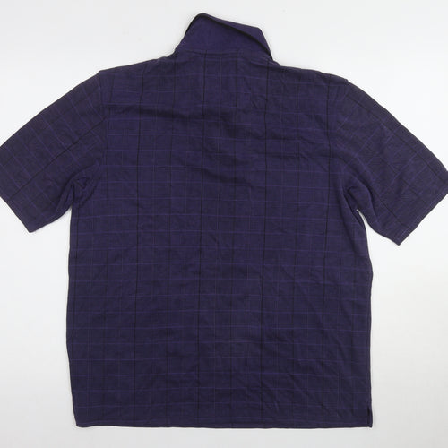 Marks and Spencer Men's Purple Check Polo Shirt M