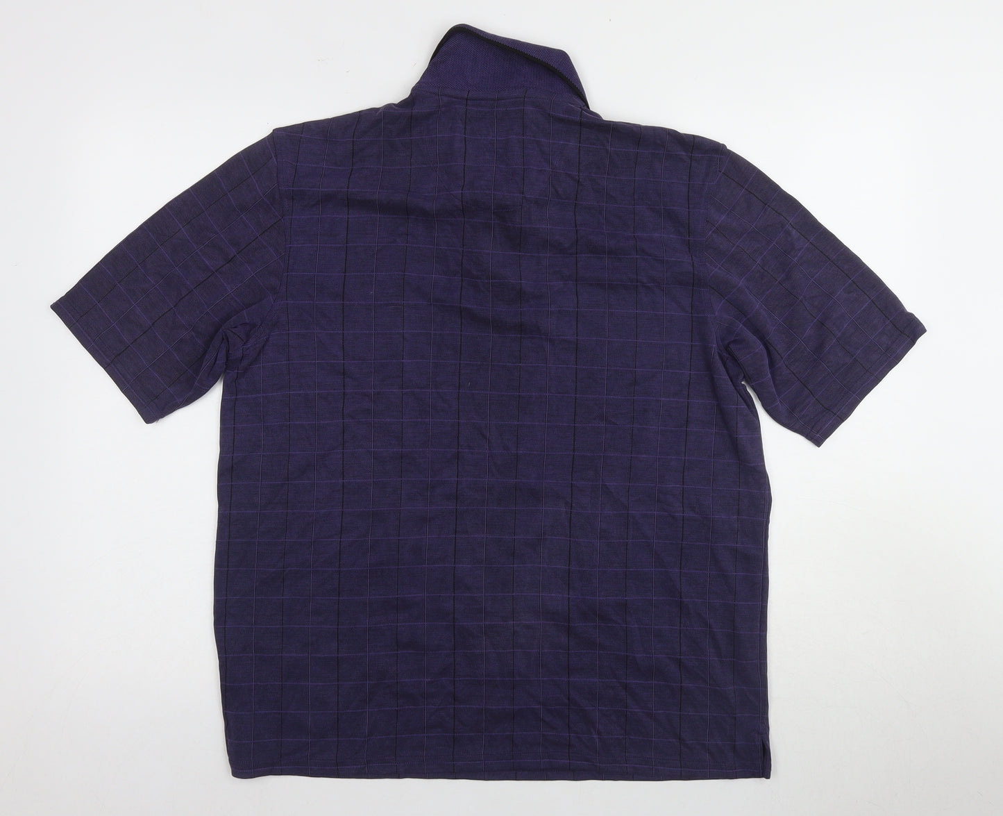 Marks and Spencer Men's Purple Check Polo Shirt M