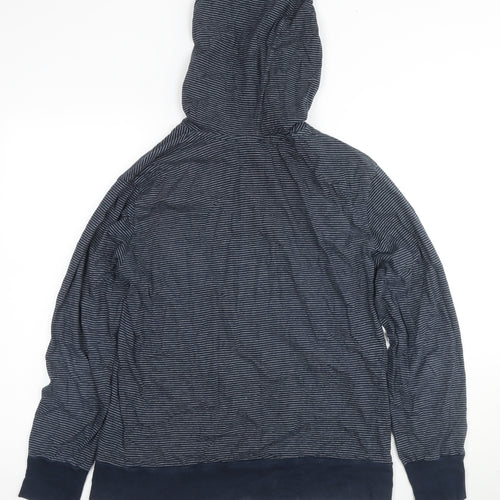 French Connection Men's Blue Striped Pullover Hoodie L