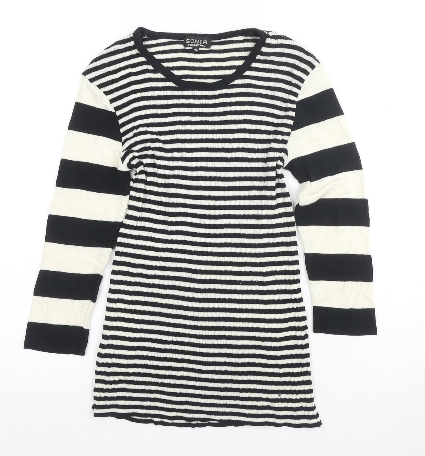 Sonia Rykiel Women's Black Striped T-Shirt, Size 12