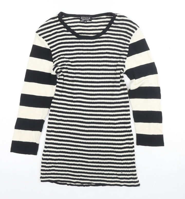 Sonia Rykiel Women's Black Striped T-Shirt, Size 12