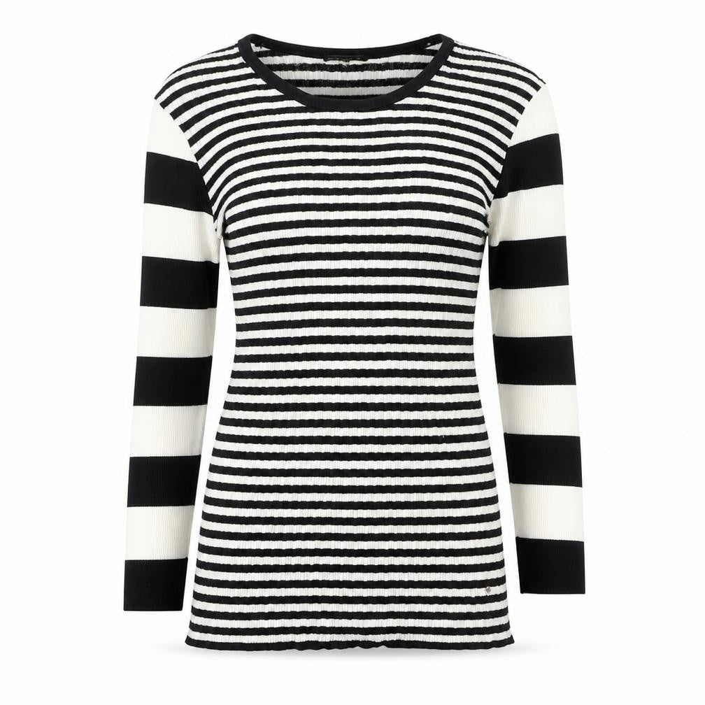 Sonia Rykiel Women's Black Striped T-Shirt, Size 12
