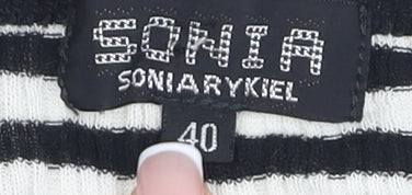 Sonia Rykiel Women's Black Striped T-Shirt, Size 12