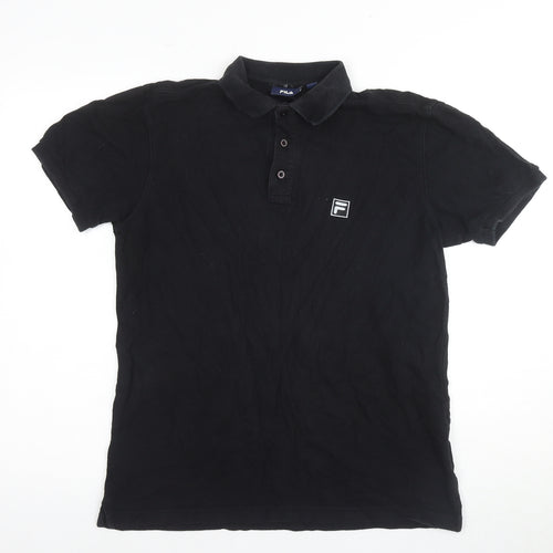 Fila Men's Black Polo Shirt Size S with Logo Accents