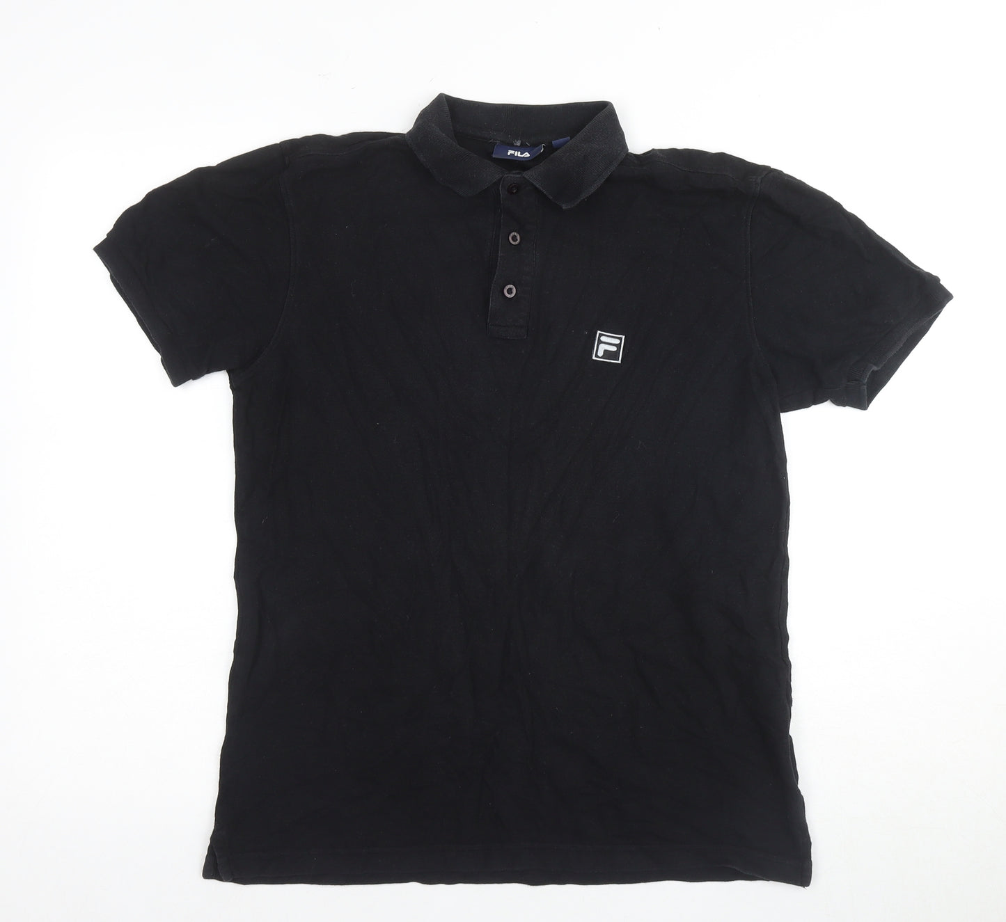 Fila Men's Black Polo Shirt Size S with Logo Accents