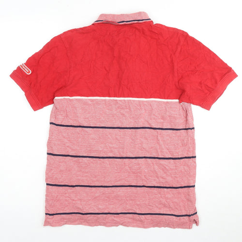 Sergio Tacchini Men's Red Striped Polo Shirt - Size S