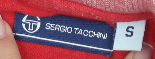 Sergio Tacchini Men's Red Striped Polo Shirt - Size S