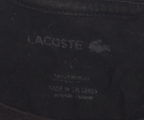 Lacoste Men's Black Cotton Crew Neck T-Shirt, Size L