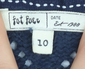 Fat Face Women's Blue Open-Knit Pullover Jumper Size 10