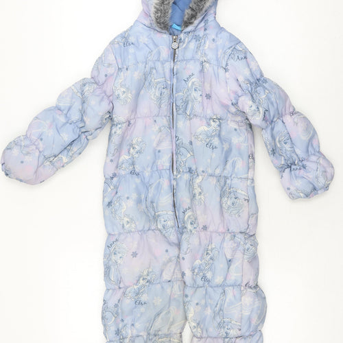 Disney Girls Blue Frozen Snowsuit 5-6 Years Puffer Jacket