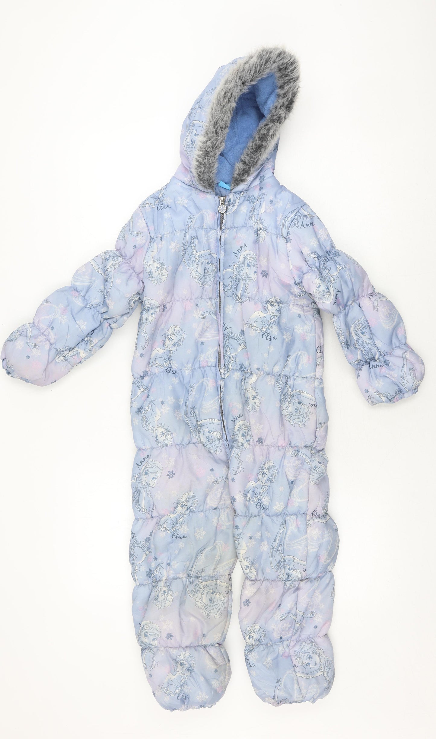 Disney Girls Blue Frozen Snowsuit 5-6 Years Puffer Jacket
