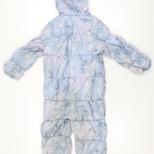 Disney Girls Blue Frozen Snowsuit 5-6 Years Puffer Jacket