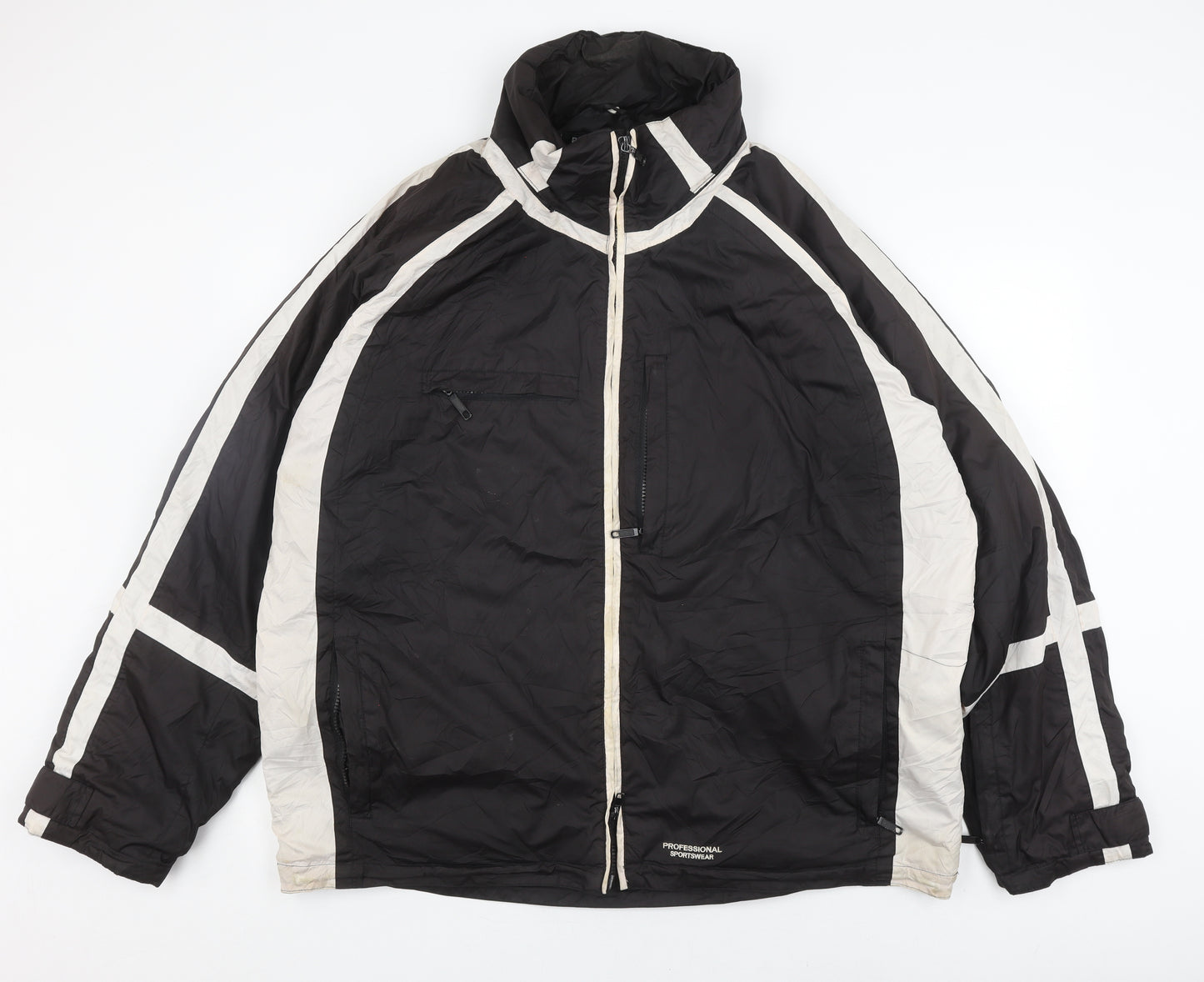 Professional Sportswear Men's Black Windbreaker Jacket with Breathable Features