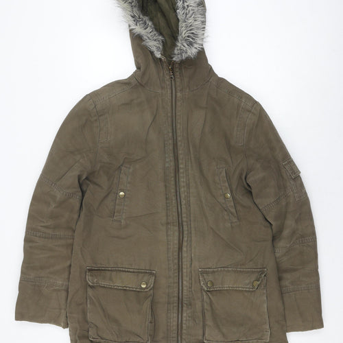 Roman Originals Women's Green Parka Coat, Size S