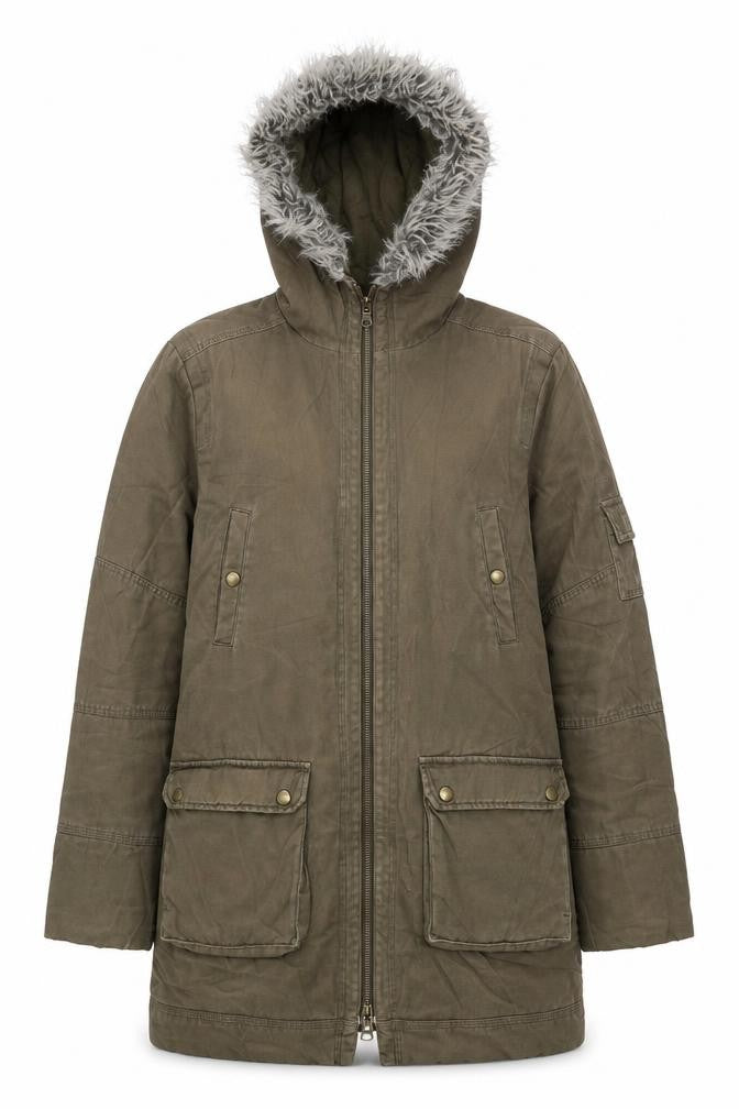 Roman Originals Women's Green Parka Coat, Size S