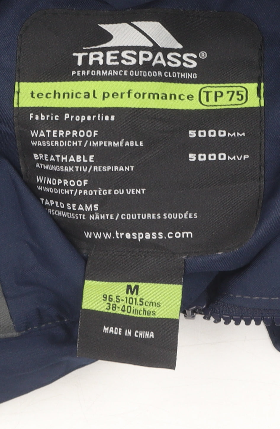 Trespass Men's Blue Waterproof Windbreaker Jacket M