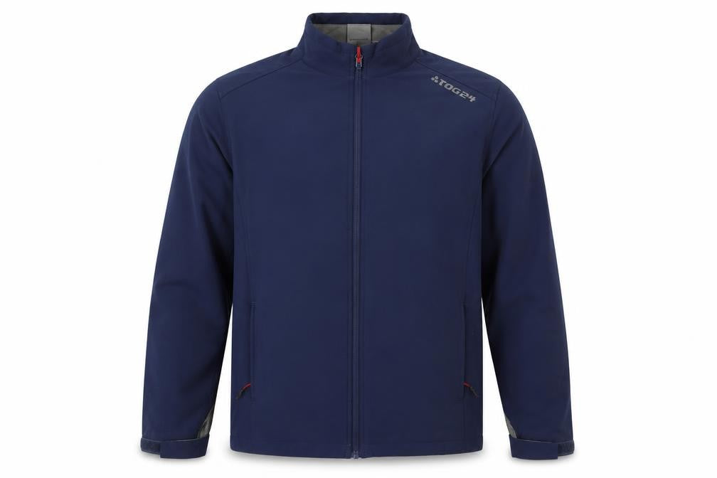 Front view of TOG24 Men's Blue Soft Shell Jacket, Medium, Casual