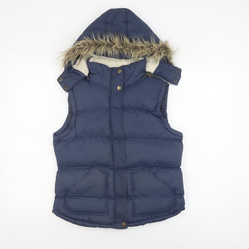 Ruby Tuesday Women's Blue Hooded Puffer Waistcoat, Size 12