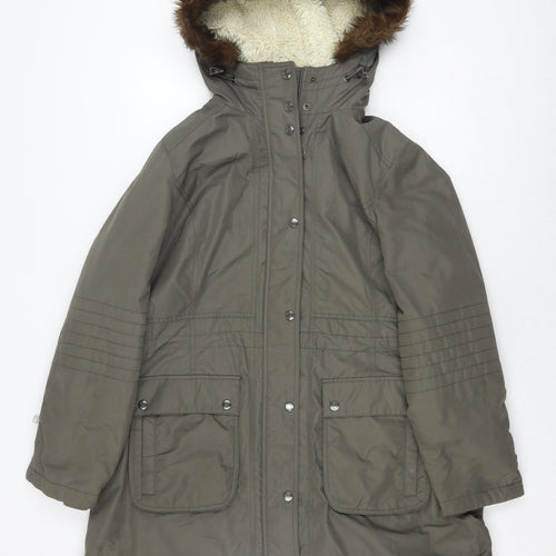 Marks and Spencer Women's Green Parka with Fur Trim