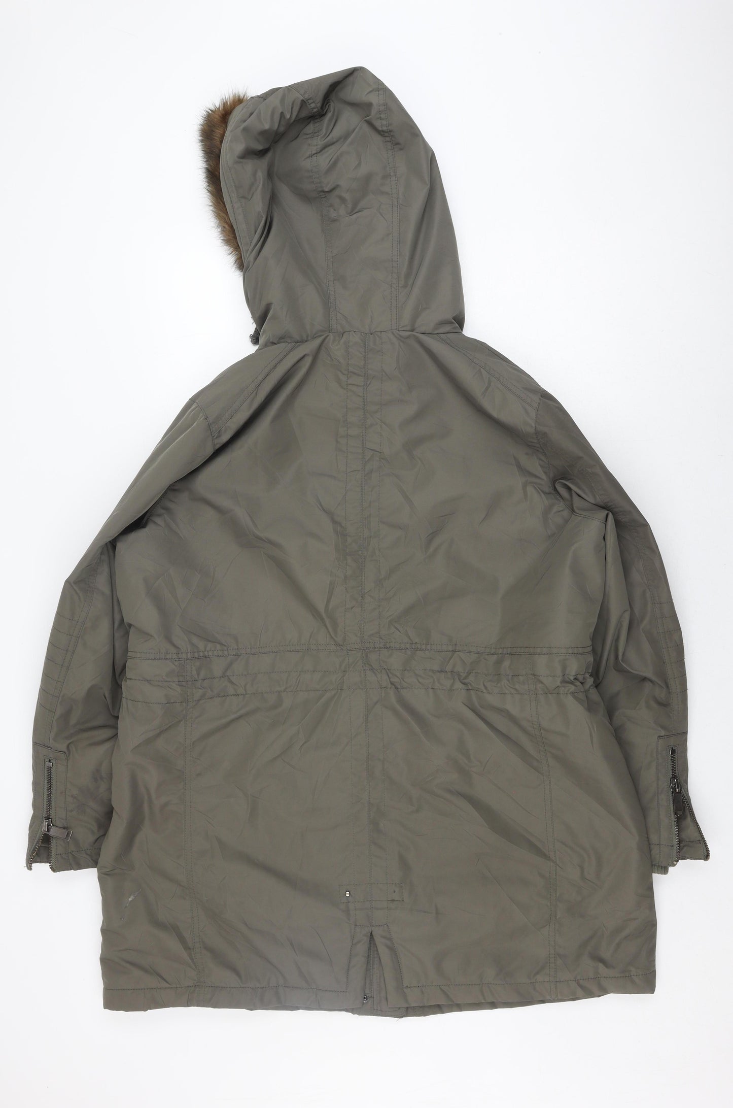 Marks and Spencer Women's Green Parka with Fur Trim