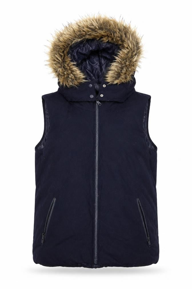 Front view of Gap Women's Black Hooded Puffer Jacket XL