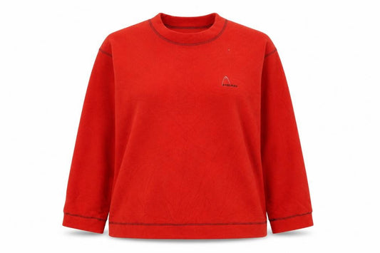 Front view of HEAD unisex red lightweight fleece crew neck sweatshirt, size 16