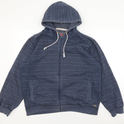 Lee Cooper Men's Blue Hooded Jacket XL, Casual Knit Zip