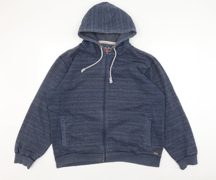 Lee Cooper Men's Blue Hooded Jacket XL, Casual Knit Zip