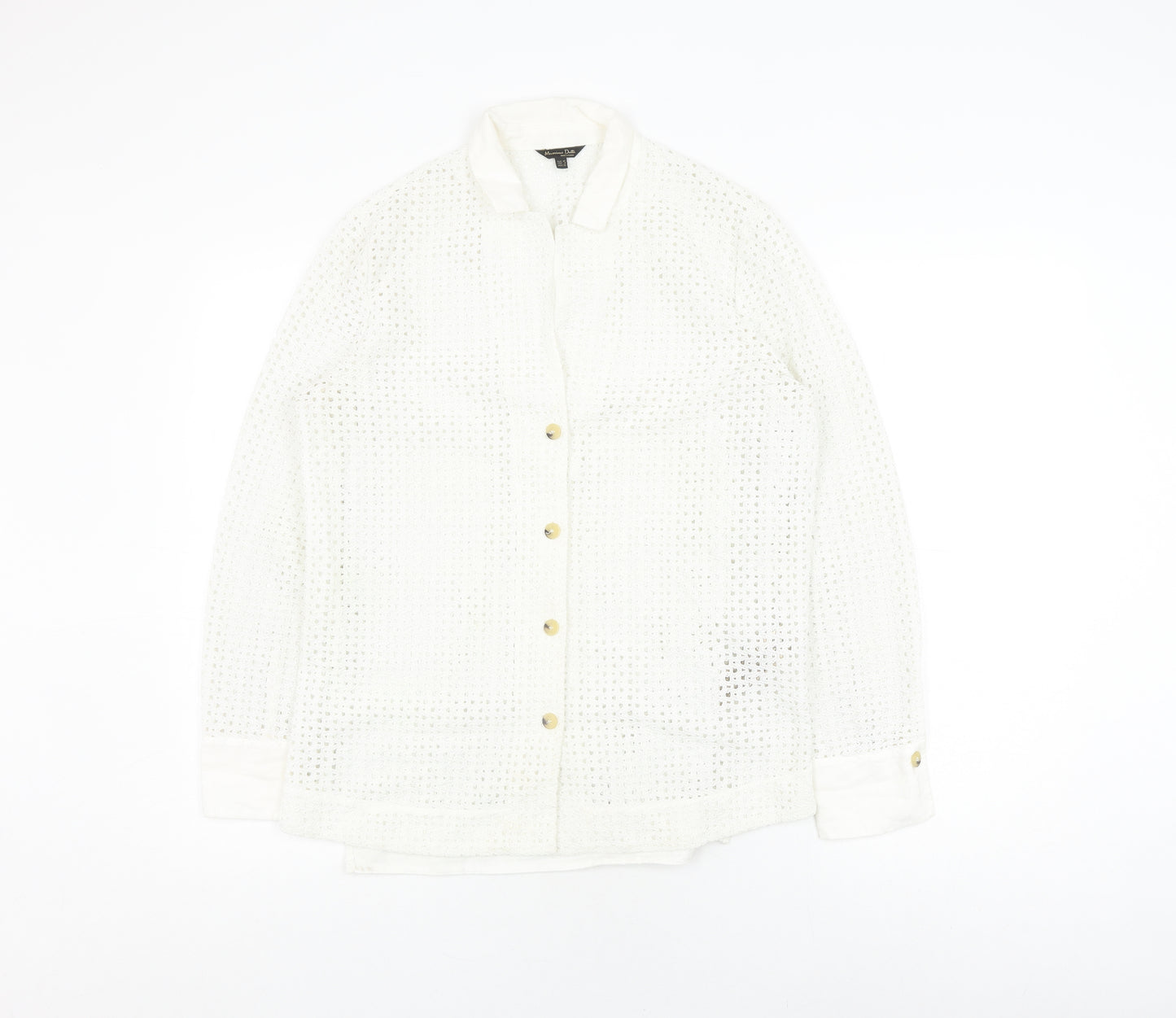 Massimo Dutti Women’s White Lace Button-Up Shirt