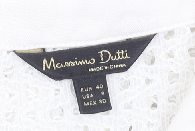 Massimo Dutti Women’s White Lace Button-Up Shirt