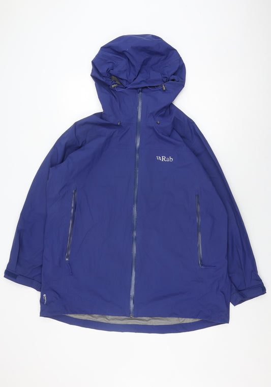 Rab Men's Blue Rain Coat Jacket, 2XL, Hooded, Waterproof