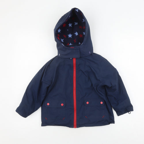 JoJo Maman Bébé Boys Blue Parka Jacket 4-5 Years Hooded Lined